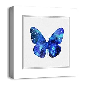 Canvas Wall Art Colorful Butterflies Photo Frame Style Painting Artwork for Home Prints Framed - 12x12 inches