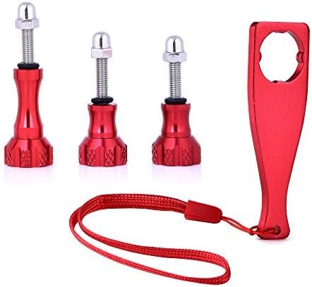 USAbestdeal® 3 X Aluminum ThumbScrew (1 Long and 2 Short) + Wrench（matching with one red lanyard) for Gopro Camera HD Hero4 /Hero3+/ Hero3/ Hero2/Hero.