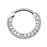 Septum Piercing Clicker Pave Crystal Clear Gems 16G