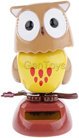 Vivid Solar Powered Shaking Toy Bobble Head Owl on Stage Home Car Desk Decor
