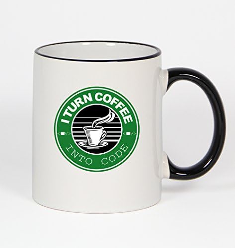 I Turn Coffee into Code #336 - Funny Humor 11oz Black Handle Coffee Mug Cup