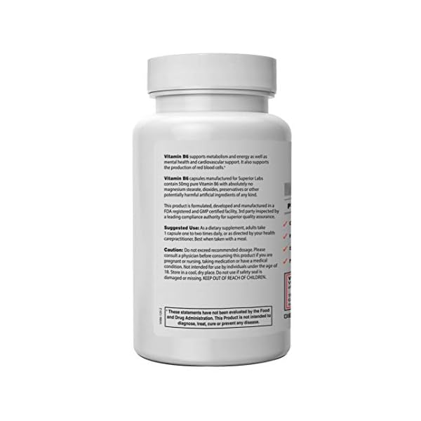 Superior Labs — Best Vitamin B6 Dietary Supplement — 50 mg Dosage ,120