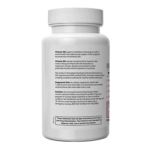 Superior Labs — Best Vitamin B6 Dietary Supplement — 50 mg Dosage ,120
