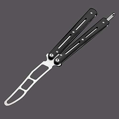 toptens Folding Tactical Trainer Practice Butterfly Knife Metal Steel G10 Material Handle Bearings Blunt Dull Blade Unsharpened Tool for Safety Improving Skills