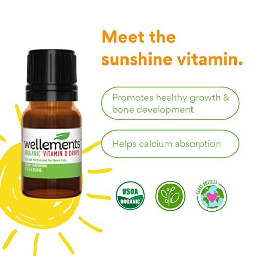 Wellements Organic Vitamin D Drops, 0.15 Fl Oz, Liquid Vitamin D3