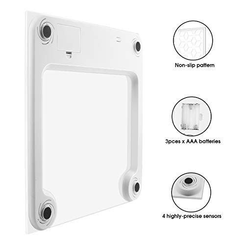 Digital Electronic Scales for Body Weight Bathroom Scale with Step-On Technology, Non-Slip Matte Platform, Up to 400 Pounds, Body Tape Measure Include, Tempered Glass with Large LED Backlight, White - Thumbnail 4