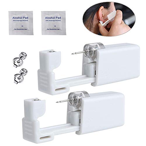 Romlon Ear Piercing Gun, 2 Pack Disposable Self Piercing Gun Kit with Alcohol Pad Sterile Ear Stud Gun Body Tool for Piercing Kit Piercing Supplies