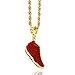 Mens 14k Gold Plated Hip Hop Retro 11 Gym Red Shoe Pendant 4mm 24
