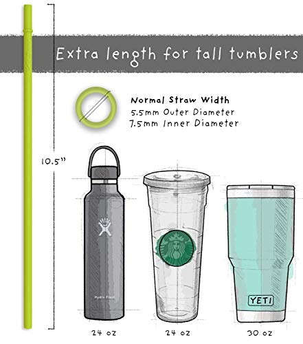 Long Silicone Straws for Tumbler - Slender Silicon Rubber Reusable Drinking Straws for Simple Modern - //coolthings.us