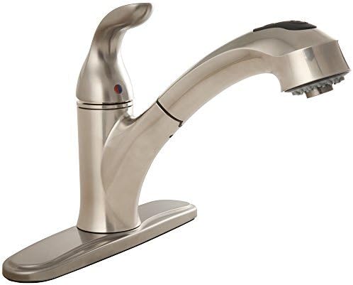 Aqualife Single Handle Control Pullout Kitchen Faucet, Brushed Nickle - 2 Spray Settings