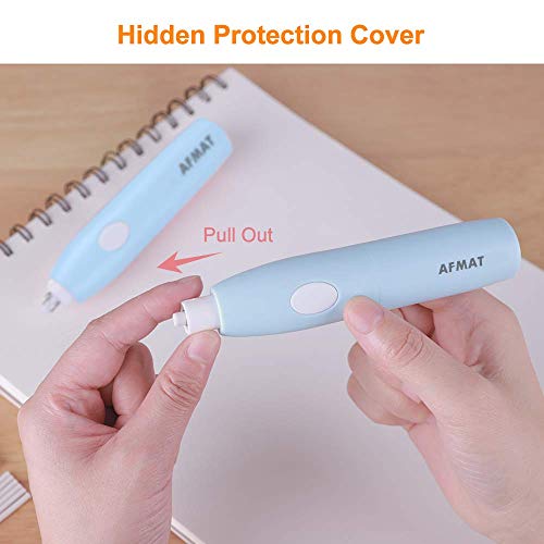 Electric Erasers, Electric Eraser with 140 Refills, Battery Operated Eraser, Electric Eraser Kit for Artists, Art Pencils, Drawing, Painting, Sketching, Drafting, Arts and Crafts-Blue