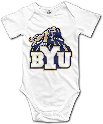WG T Shirts Brigham Young University BYU The Y Cougars Newborn Baby Short-Sleeve Romper Tank Tops Size 12 Months White