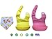 MadisonRose Silicone Baby Bibs, Comfort-Fit Fabric Neck, Rolls Up for Storage, Pink/Yellow