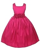 Sweet Kids Big Girls' Sleeveless Rolled Flower Waistband Flower Girl Dress