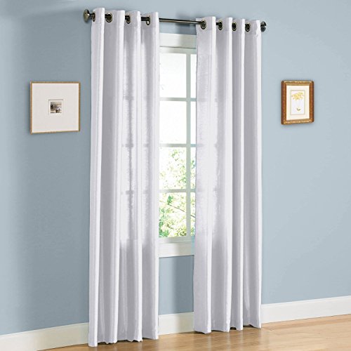 Curtain panels set of 2 window curtains (38x84) (white) faux silk…