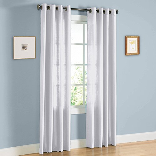 Curtain panels set of 2 window curtains (38x84) (white) faux silk panel set By United Linens