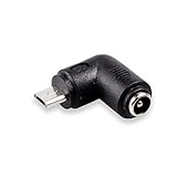 Conwork 4-Pack 90 Degree Right Angle 5.5 x 2.1mm DC Power Plug Female to Micro USB Male Charge Adapter for Cellphone Tablet