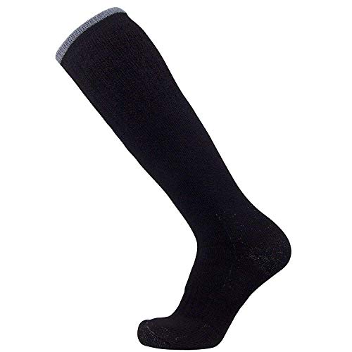 Pure Athlete Ultimate Warmth Arctic Ski Socks - Heavy Thick Ski Sock - Merino Wool (Black - 3 Pack, Large/X-Large)