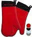 Silicone Oven Mitts Heat Resistant 500 Degrees - 2 Extra Long Silicone Oven Mitt Pot Holders - Food Safe Oven Gloves - BPA Free - Soft Inner Lining - (Red) - Frux Sili Mitts