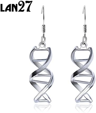 Platinum Color Helix DNA Drop Earrings Molecules Dangle Earrings