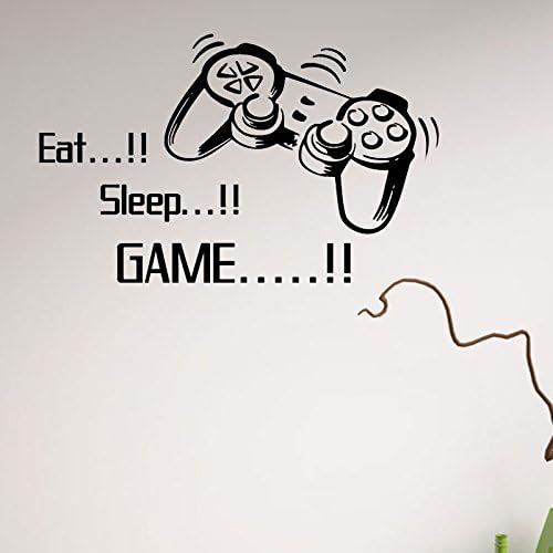 Alforever Eat sleep GAME wall sticker living room bedroom decoration sticker, black, 22.4inch×16.9inch