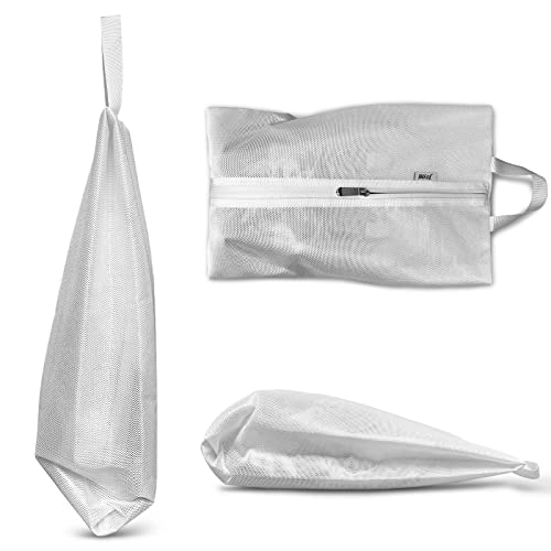 Shoe Bags for Travel, TPU Water Resistant Shoe Storage Organizer Shoe Pouch with Zipper for Men Women Kids (White)
