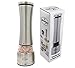 Homekitchenco Electric Salt and Pepper Grinders - Battery Operated, Stainless Steel with Ceramic Mill and Led Light (Pack of 1 Mill) - Easy Adjust Grinder Coarseness, Powerful Motor for Rock Salt