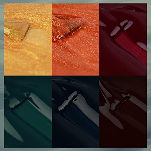 HTPARY Gel Nail Polish Set - 6 Colors Dark Green Blue Burgundy Red Winter Nail Gel Polish Kit Soak Off LED Glitter Orange Glitter Gold Autumn Gel Polish Set Manicure Nail Art Gifts Box Set for Christmas Party