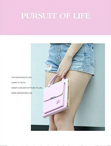 iPad Pro 10.5 Stand Case,elecfan PU Leather Handbag Smart Stand Case Auto Wake/Sleep Feature with Wallet File Pocket for 10.5 Inch Apple iPad Pro - Pink