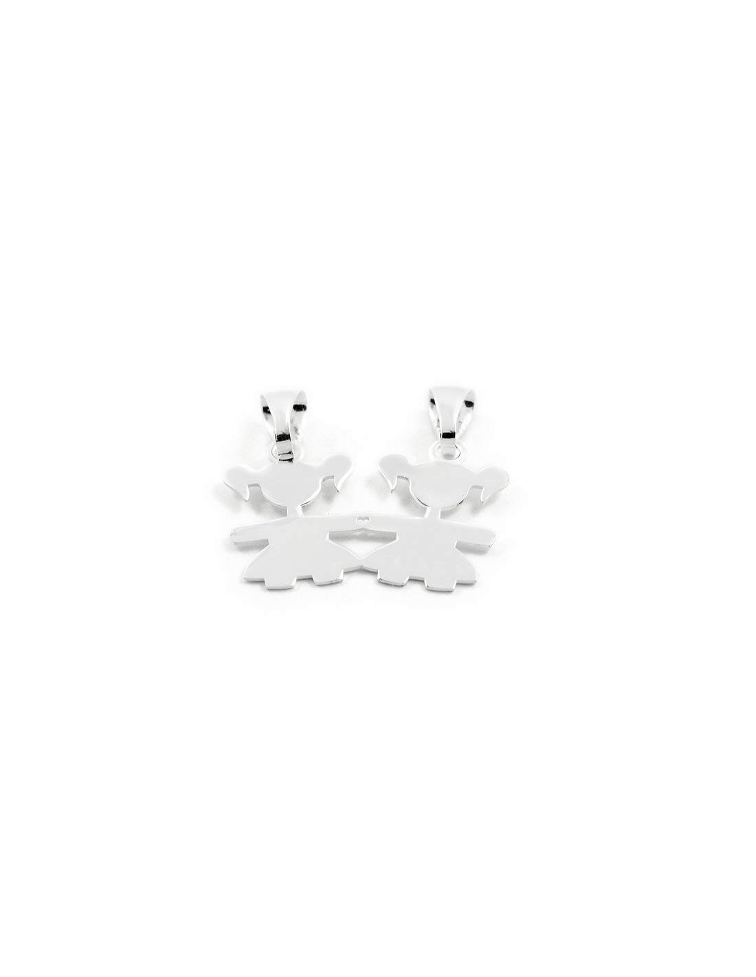Mondepetit 925 Sterling Silver girl and girl divisible pendant