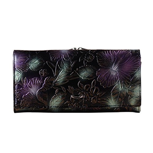 Ladies' Real Leather Wallet Female Long Style European Style Embossed Female Women Wallet black