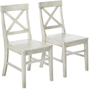 Christopher Knight Home Truda Farmhouse Finish Acacia Wood Dining Chairs, Light Grey Wash
