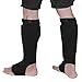Elite Sports Protective Kickboxing, MMA, Muay Thai Shin & Instep Guards Leg Pad Training Protective Gear Washable (XS, Black/Black)