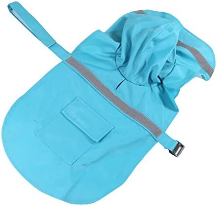 AooToo Dogs Polyester Adjustable Raincoat With Reflective Stripe(Lightblue, XL)