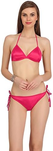 Fashion Comfortz Women's Satin Nylon Spandex Bra and Panty Set