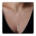 Bestjybt Fashion Women Metal Ring Short Y Shaped Necklaces Circle Lariat Necklace, Gold