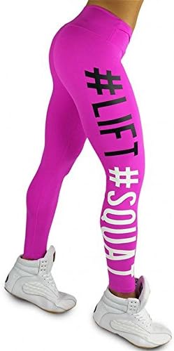 Mainely Fitness Lift Squat Hashtag Leggings For Yoga and Exercise Great Fit and Comfort (Pink, L)