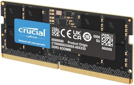 Crucial 16GB DDR5 RAM, 4800MHz CL40 Laptop Memory, SODIMM 262-Pin Module, Compatible with 12th Gen Intel Core - CT16G48C40S5