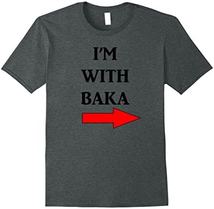 Mens I'm With Baka Anime Fan Tshirt Large Dark Heather