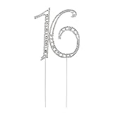 Pixnor Sweet 16 Cake Topper Rhinestone Number Sixteen 16th Birthday Party Decoration Silver