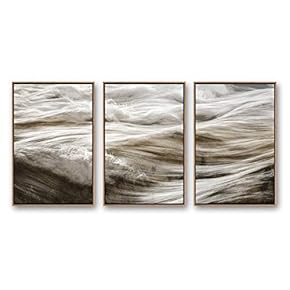 3 Piece Framed CanvasWall Art for Living Room, Bedroom Golden Waves Canvas Prints for Modern Home Decoration Ready to Hang - 16"x24"x3 Panels