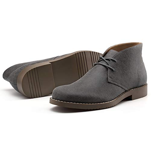 GM GOLAIMAN Men's Chukka Boots Casual Lace up Leather Desert Shoes Grey 9.5 D (M) US - Thumbnail 5