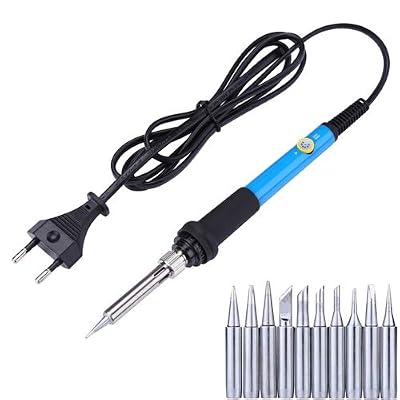 Soldering Adjustable Temperature Electric Soldering Iron 220V 60W Soldeerbout Fer a Souder Solder Iron Welding Tools With Soldering Tips - Power: 60W, Color: Blue