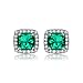 JewelryPalace Cushion 2.1ct Nano Russian Green Simulated Emerald Halo Stud Earrings For Women Solid 925 Sterling Silver