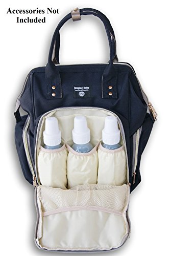 Jumping Daisy Large Baby Backpack Diaper Bag for Women or Men - Zip Pocket Capacity for Large 8-Ounce Baby Bottles (Sea Green) - Thumbnail 3