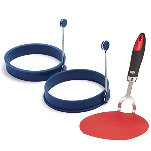 Norpro Grip-EZ Flexible Pancake Spatula With Silicone Round Pancake/Egg Rings (2 Pieces)
