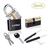 Xinrui 2 in 1 Practice Lock Set, Transparent Cutaway Practice Tools for Locksmith