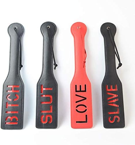 Slave Bitch Slut SM Flog B-DSM Spanking Paddle Beat Submissive Slut Paddle Kinky Fetish Whip Sluts Paddles Adult Massagers,Heart Black Lov