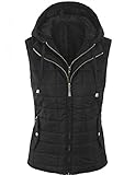 BOHENY Womens Quilted Fully Lined Lightweight Vest with Hoodie-L-BLACK_HOODIE