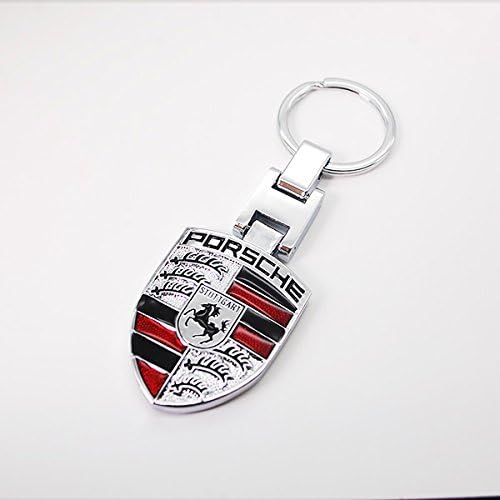 DREAMSECTOR PORCHE SILVER car logo emblem keychain 3D metal alloy keyring with gift box